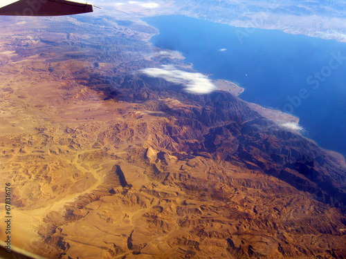 view of the mountains and lake from above