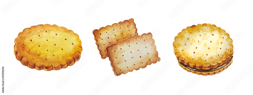 Watercolor set of hand drawn elements of cookies Watercolor set of hand drawn elements of cookies