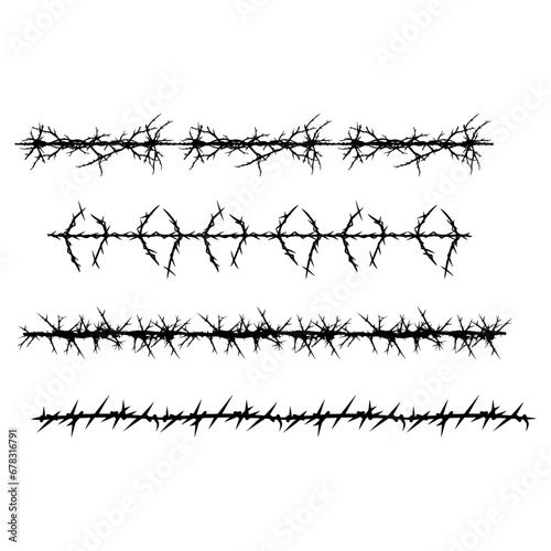 Barbed Wire Black Color Silhouette illustration