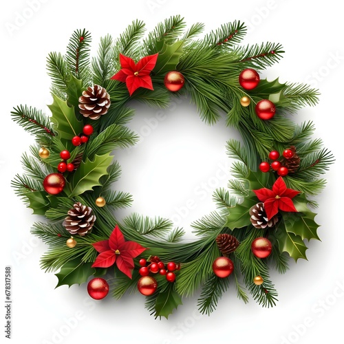 christmas wreath with ribbon