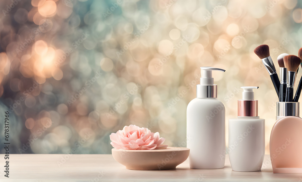 Empty table with beauty products, ideal template Empty table with beauty products, ideal template