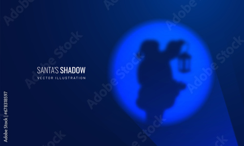 Santa Claus silhouette blurred. St. Nicholas shadow for New Year celebration. Vector illustration