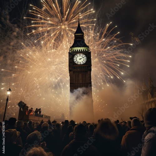 fireworks at night, new year celebration