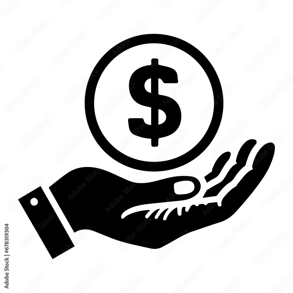 Money Icon vector silhouette, Money Icon On the hand vector silhouette, dollar icon vector Money Icon vector silhouette, Money Icon On the hand vector silhouette, dollar icon vector