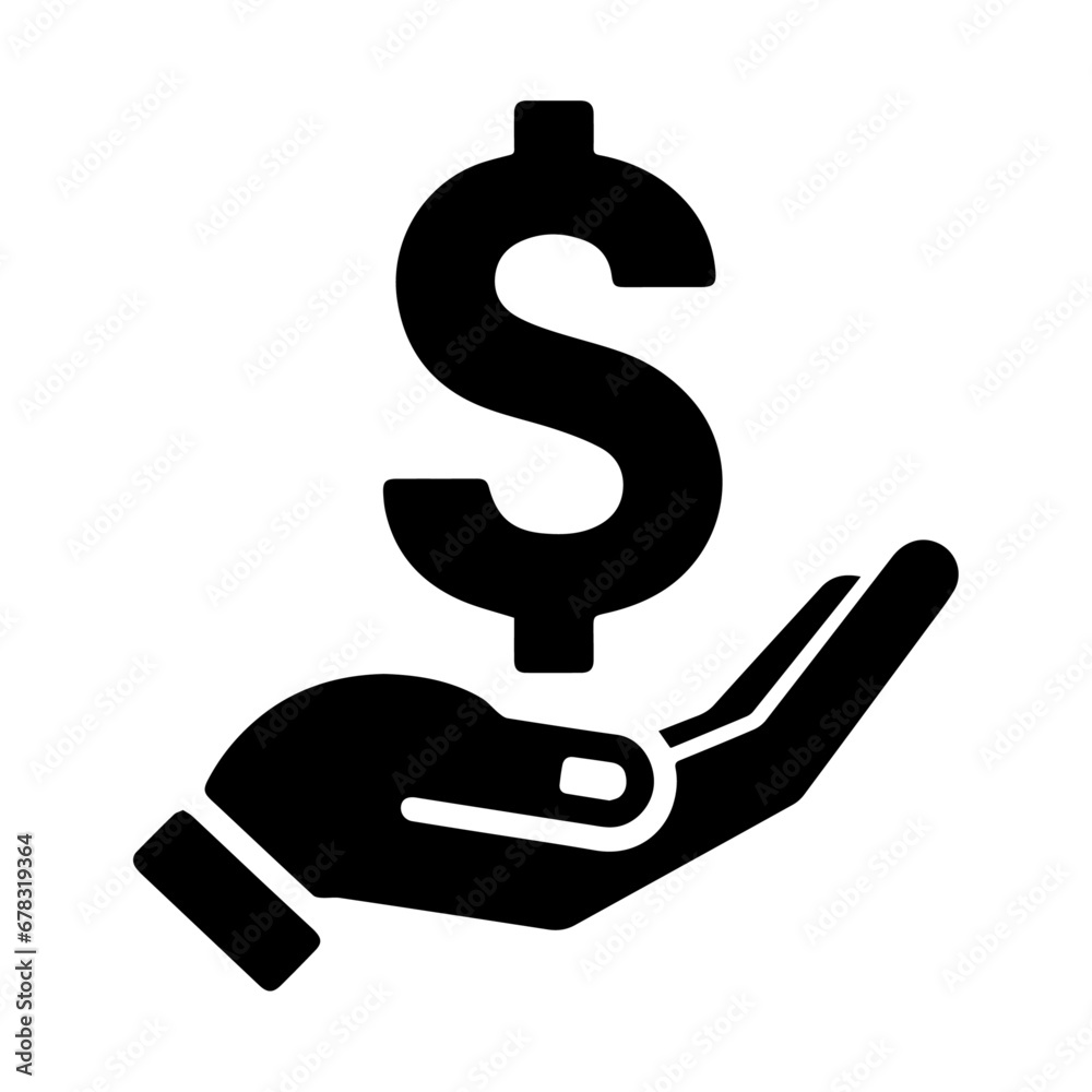 Money Icon vector silhouette, Money Icon On the hand vector silhouette, dollar icon vector Money Icon vector silhouette, Money Icon On the hand vector silhouette, dollar icon vector