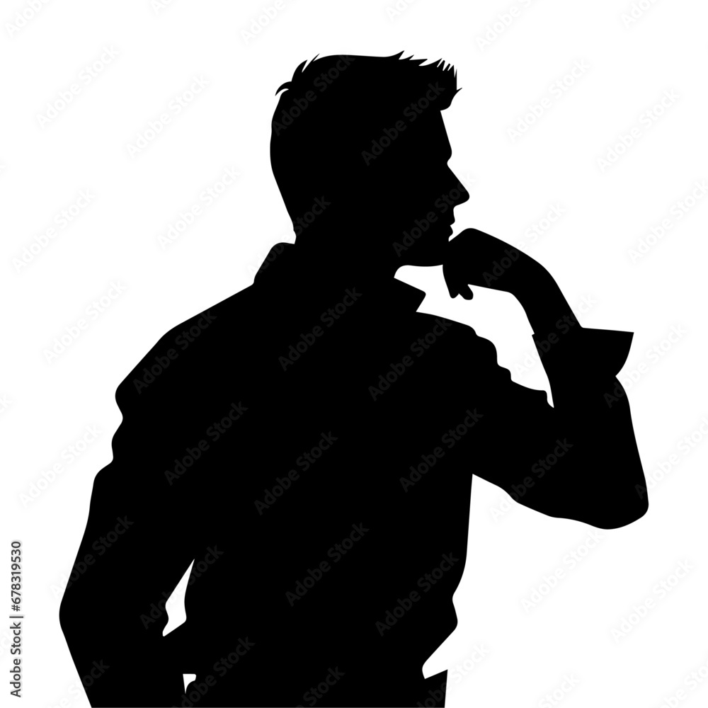 Business man Thinking vector silhouette, a man thinking silhouette, stress person vector