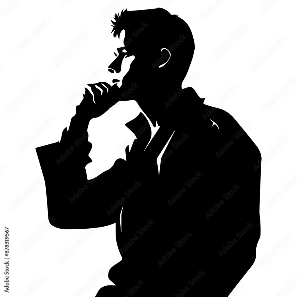Business man Thinking vector silhouette, a man thinking silhouette, stress person vector Business man Thinking vector silhouette, a man thinking silhouette, stress person vector