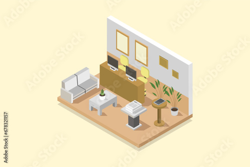 Hotel reception isometric