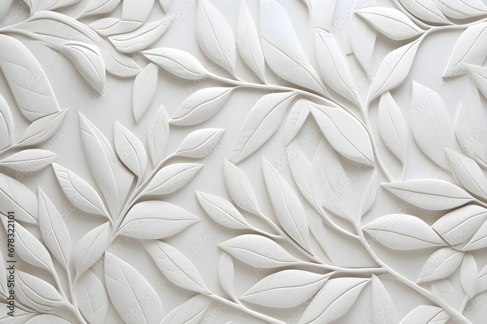 White geometric floral leaves 3d tiles wall texture background banner panorama White geometric floral leaves 3d tiles wall texture background banner panorama