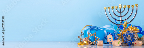 Фотография Happy Hanukkah greeting card background