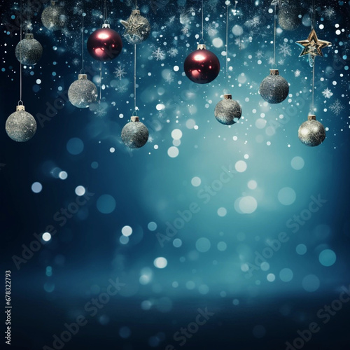 Christmas decor background with snow glow and blue