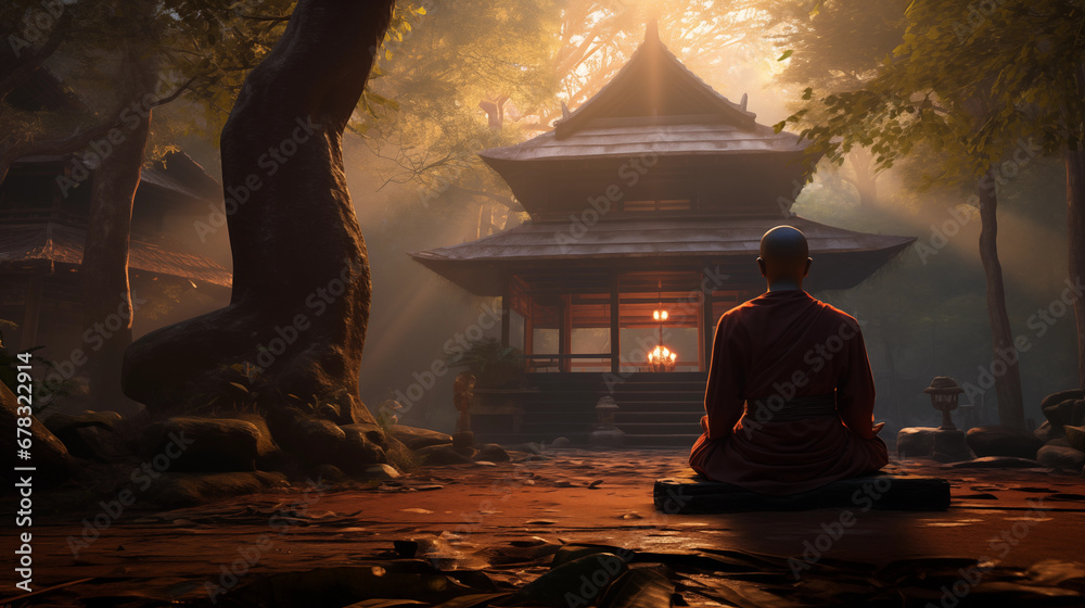 Zen Harmony: Nurturing Calmness through Mindfulness in Nature's Embrace, AI Generated