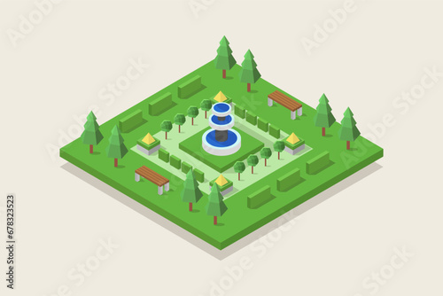 Isometric public garden