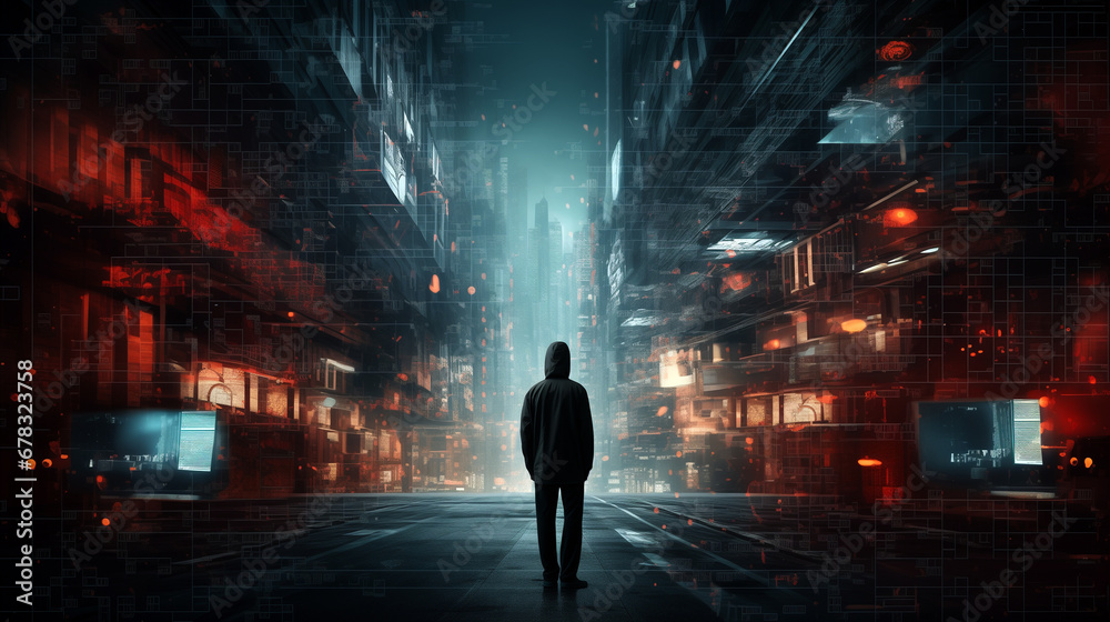 Neon Nexus, A Cyberpunk Info graphic Journey into the Digital Dystopia