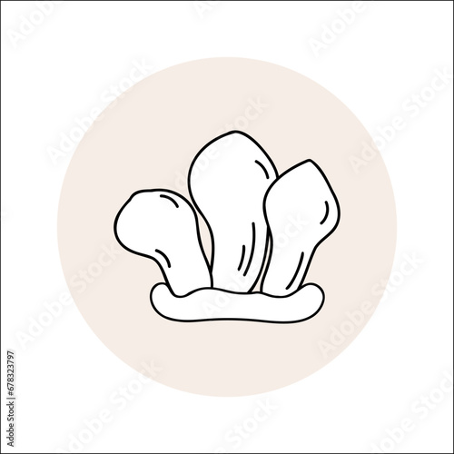 mushroom puffball line icon black in circle. Vector illustration isolated champignon in doodle.