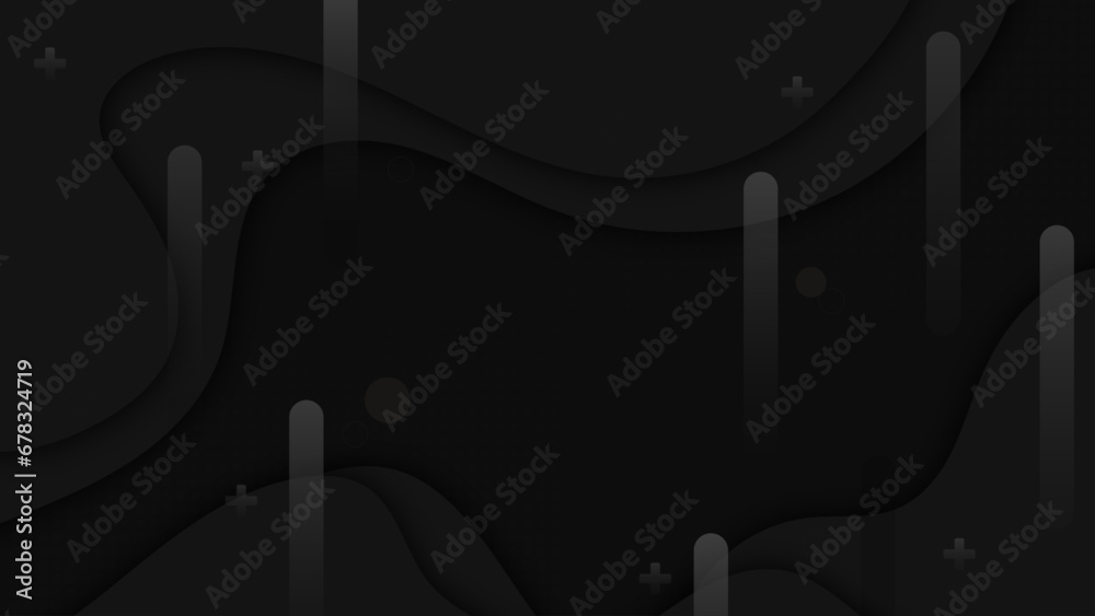 Obraz premium black wave and bright line background, abstract dynamic wave landing page, trendy minimal papercut backdrop