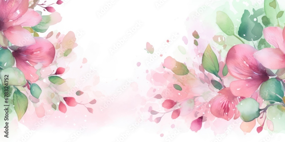 Beautiful abstract pink and green watercolor floral design background. beautiful Generative AI AIG32
