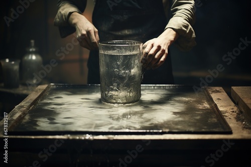 A vintage and retro spooky person in the collodion wet plate process technique. Generative AI, AI photo