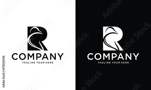 Letter R Raven logo designs, minimalist logotype