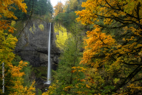 Latourell Falls in the Columbia Gorge, Oreron, Taken in Autumn photo