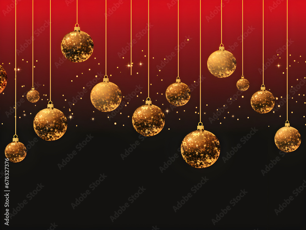 Christmas ornament balls on red background