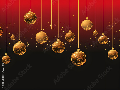 Christmas ornament balls on red background