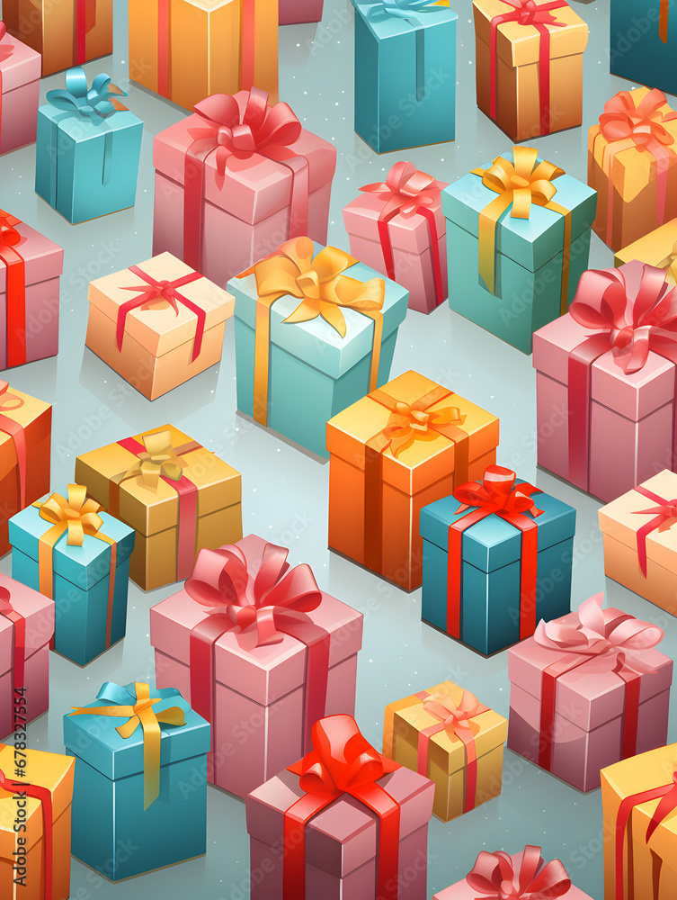 Illustration background with colorful present boxes Illustration background with colorful present boxes