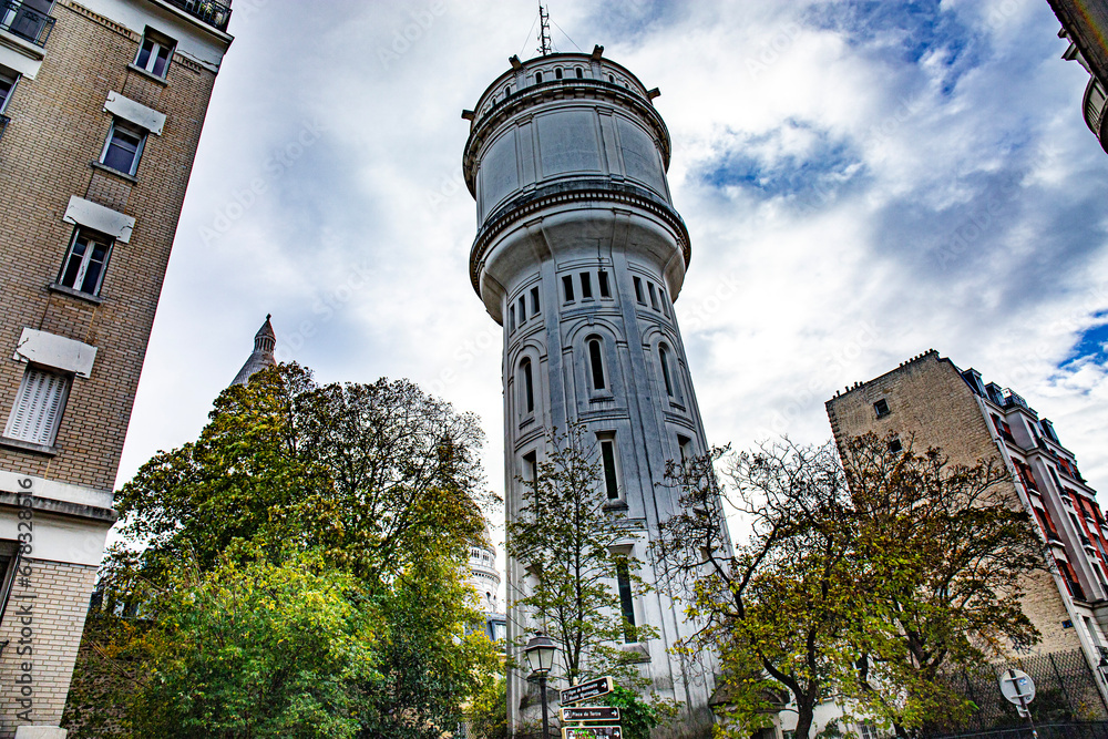 Paris downtown in the Montmartre area and sacre coeur church