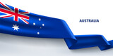 Australia 3D ribbon flag. Bent waving 3D flag in colors of the Australia national flag. National flag background design.
