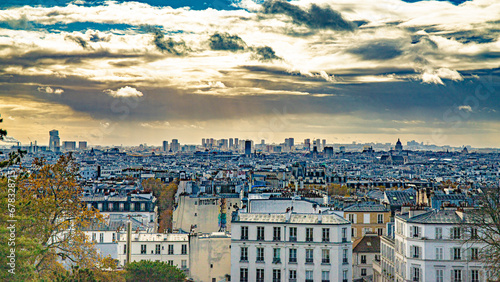 Paris downtown in the Montmartre area and sacre coeur church