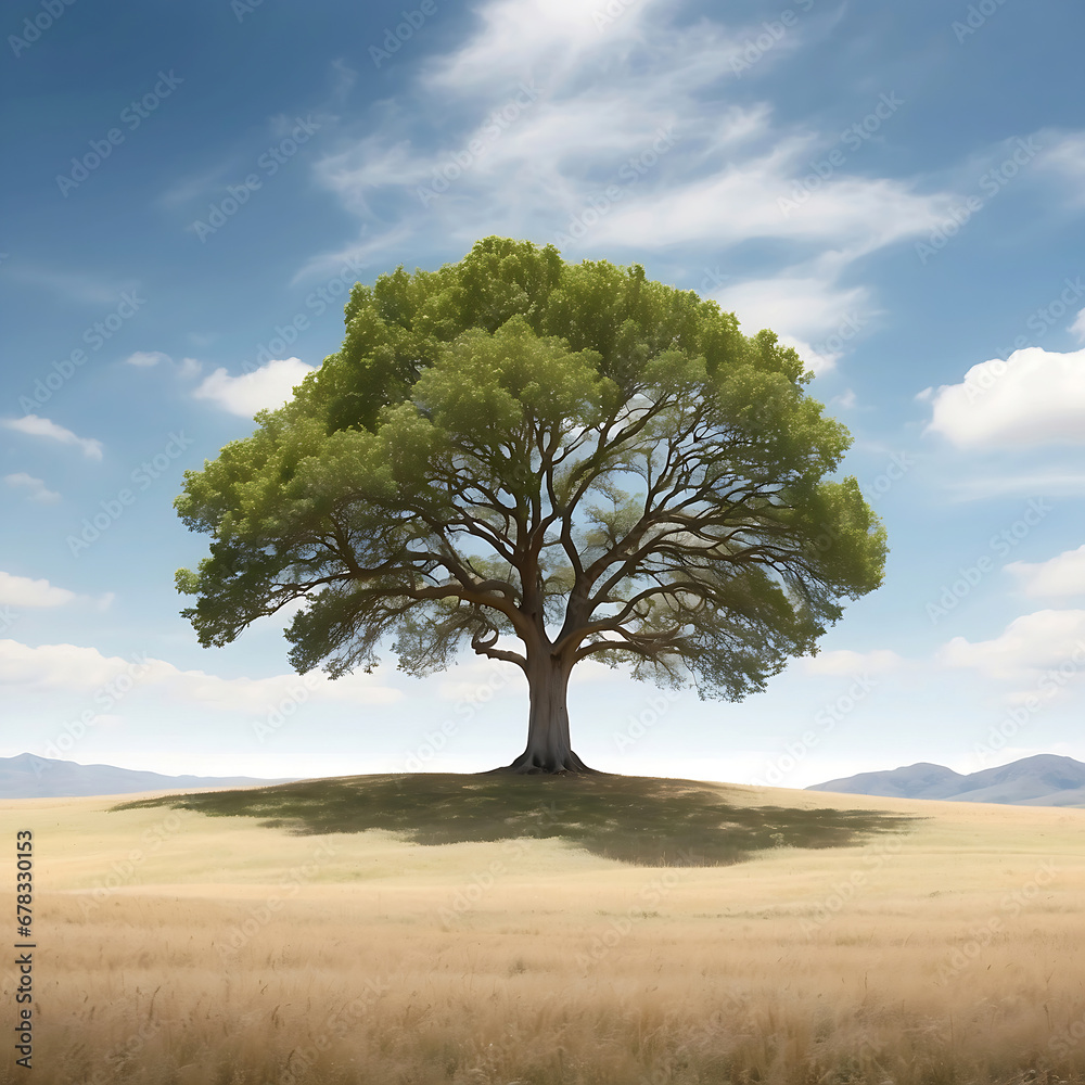Obraz premium The top view of a beautiful lone tree ai generated