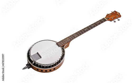 Long Amazing Banjo Isolated On a Clear Surface or PNG Transparent Background.