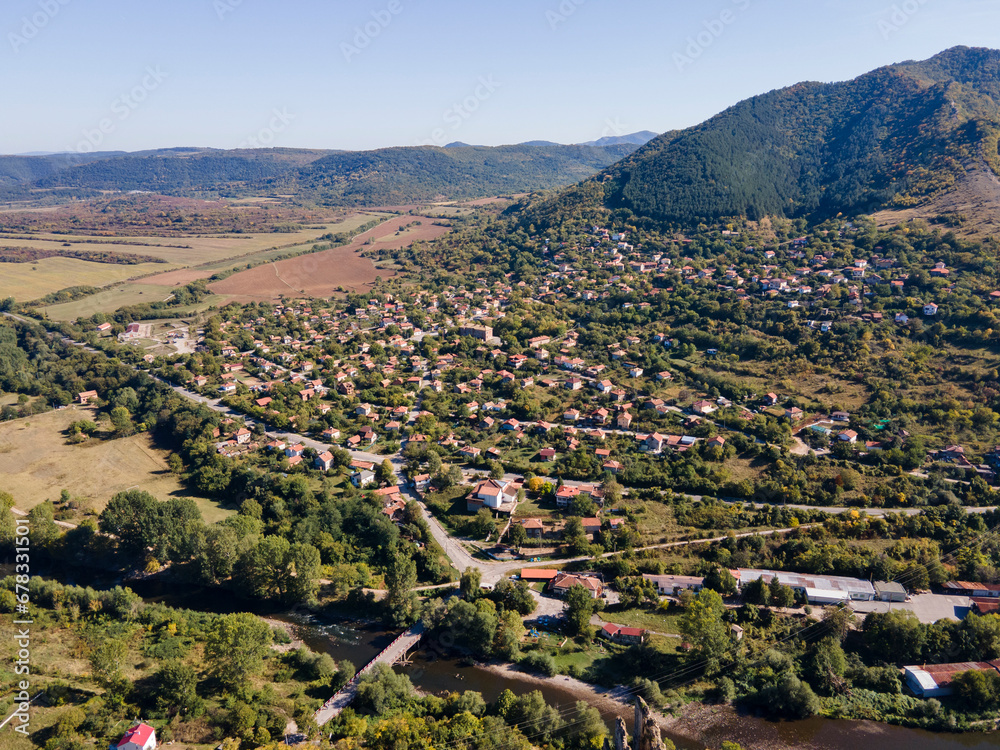 Obraz na płótnie Aerial view of iskar gorge near, Balkan Mountains, Bulgaria w salonie