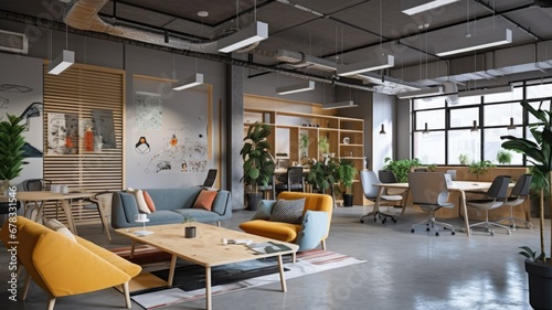 Inspiring office interior design Tech-inspired style Office featuring Startup environment architecture. Generative AI AIG 31. photo