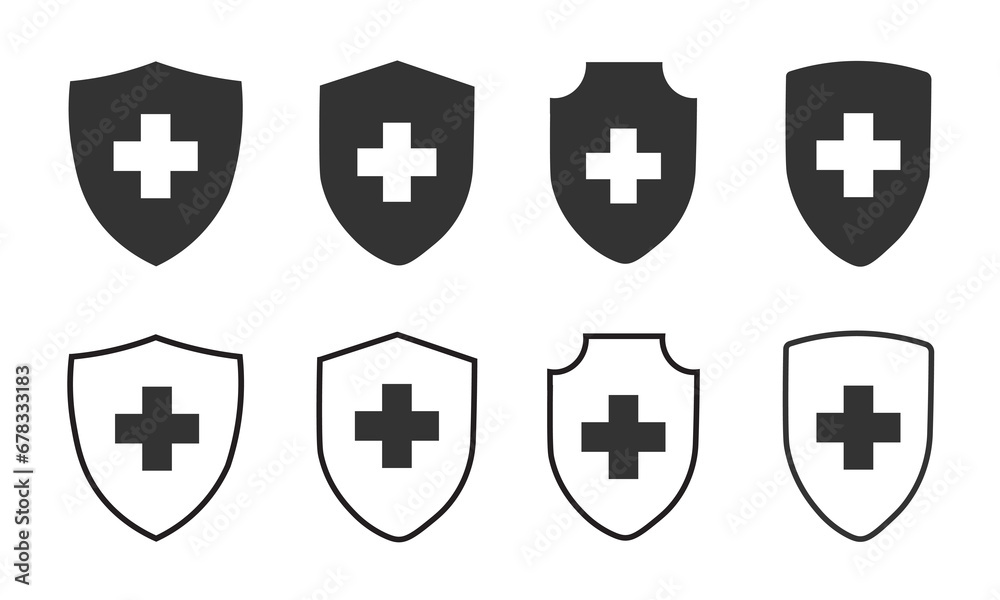 Medical health protection shield cross icon vector ilustration Medical health protection shield cross icon vector ilustration