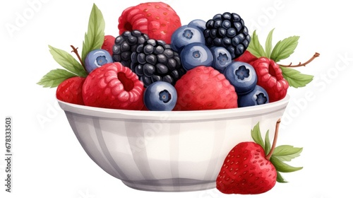 A bowl filled with berries and raspberries