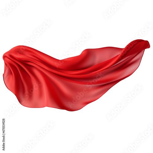Red silk isolated on transparent  AI Generated