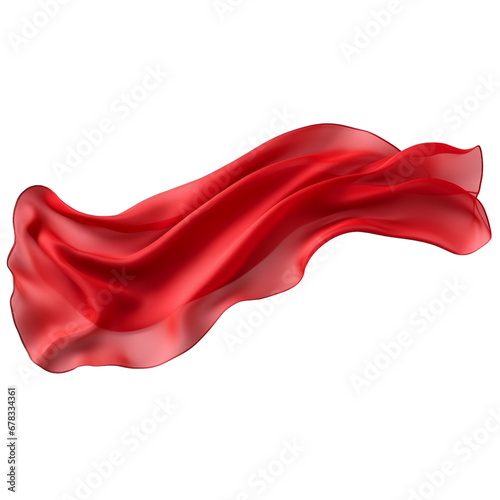 Red silk isolated on transparent, AI Generated