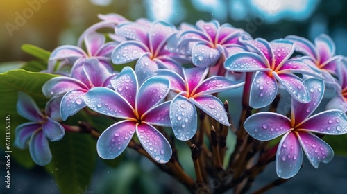 Beautiful Frangipani or Plumeria flowers. Springtime Concept. Valentine s Day Concept with a Copy Space. Mother s Day.