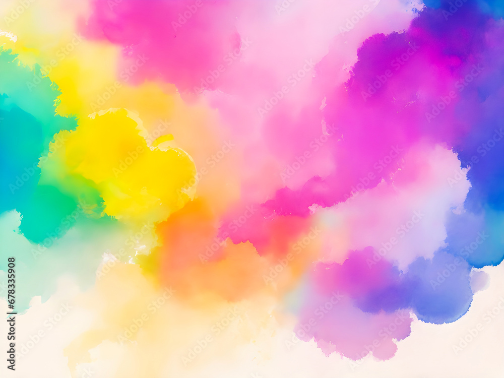 Rainbow colors. Colorful abstract painting, watercolor background. 