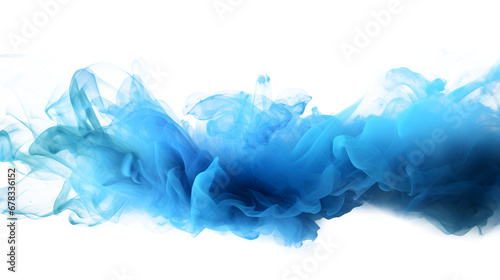 A blue smoke explosion border isolated on transparent background -