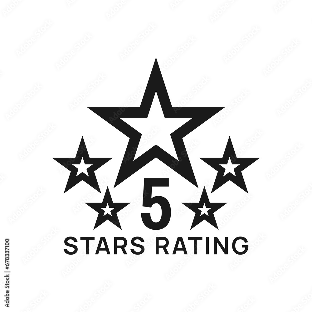 Five star rating, best award or prize icon. Client evaluation, customer opinion survey or product premium quality satisfaction feedback vector emblem. Business reputation ranking or rate sign Five star rating, best award or prize icon. Client evaluation, customer opinion survey or product premium quality satisfaction feedback vector emblem. Business reputation ranking or rate sign