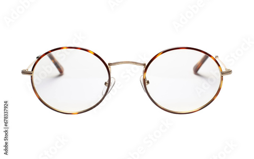 Clarity Lens Glasses With Circle Shape Isolated On a Clear Surface or PNG Transparent Background.