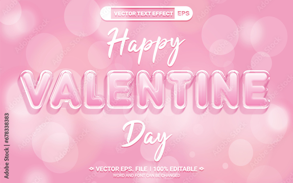 Happy valentines day balloon style 3d editable vector text style effect