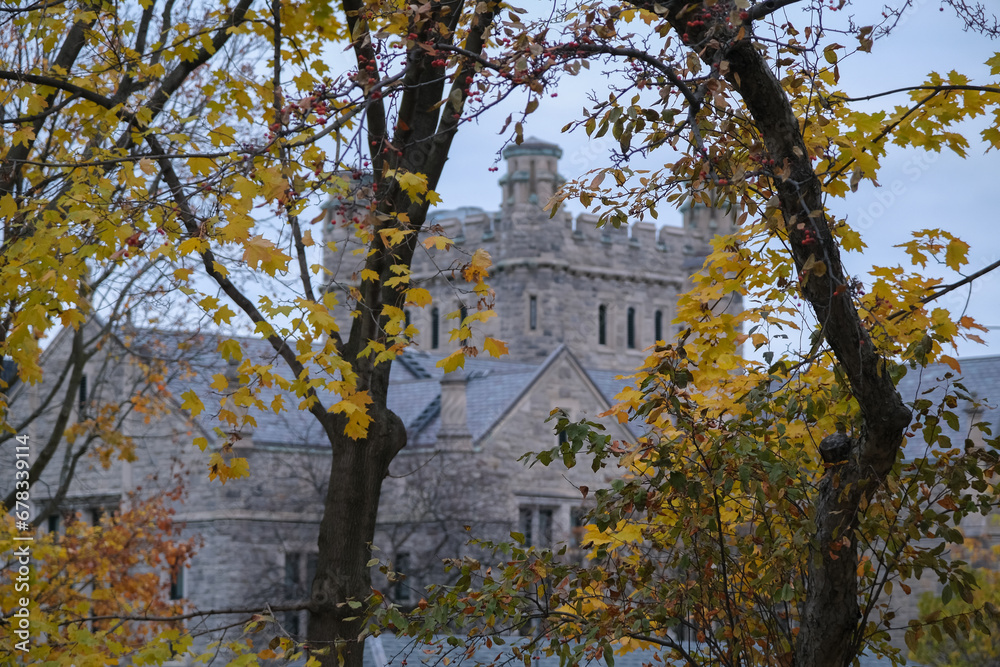 Fall colors Autumn romantic picturesque landscape scenery in Montreal, Quebec Canada Indian Summer natural beauty glowing changing leaves residential houses hoods Fall colors Autumn romantic picturesque landscape scenery in Montreal, Quebec Canada Indian Summer natural beauty glowing changing leaves residential houses hoods