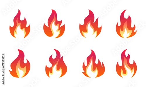 Fire flame vector illustration design template. Fire flames icon set on white background