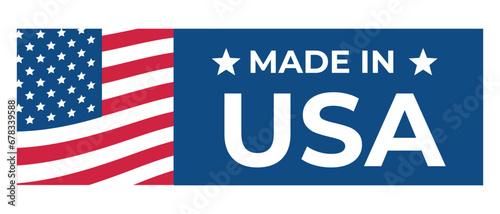 Made in USA emblem. Flat banner.