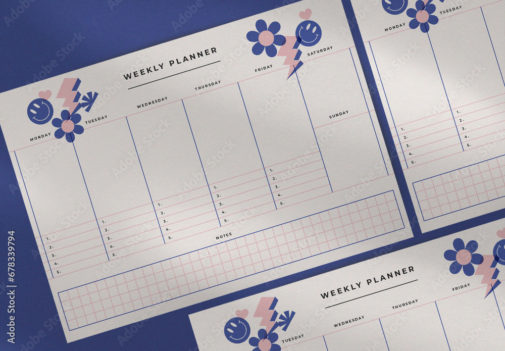 Graphic Weekly Planner Stock Template | Adobe Stock