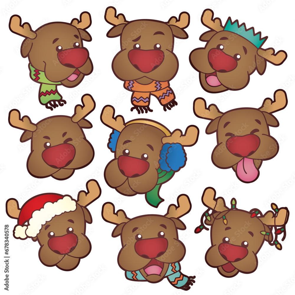 Fototapeta premium set of reindeer