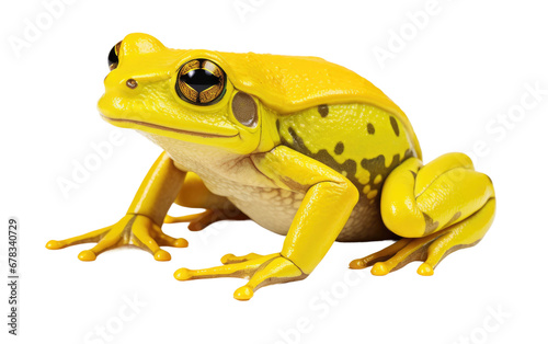 Yellow Croaking Frog Stuffed with Beautiful Leg on a Clear Surface or PNG Transparent Background.